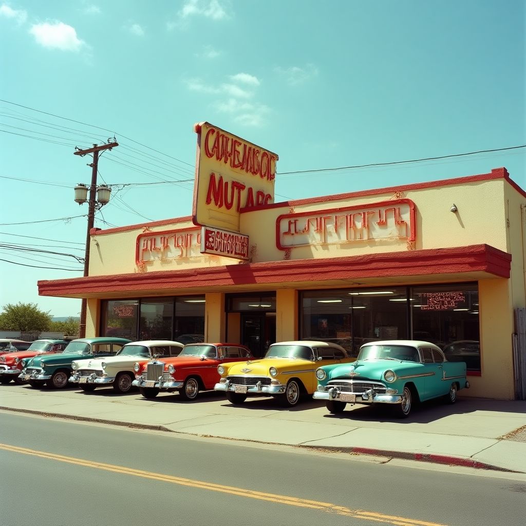 Fachada histórica del taller AutoRetro en los años 90